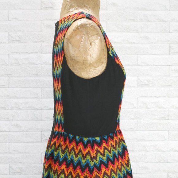 KENSIE Dress Knit Fall Chevron Stripe Multi Color Sleeveless Woven Orange M - Picture 3 of 13